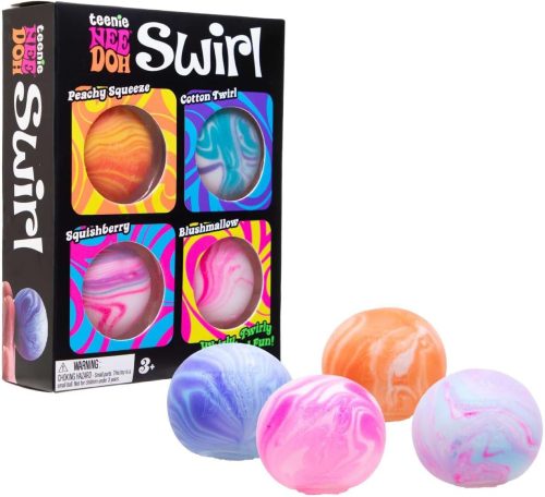 Schylling NeeDoh Teenie Swirl 4 Pack - Sensory Squeeze Toy - 1.5″ in Diameter - Colors May Vary